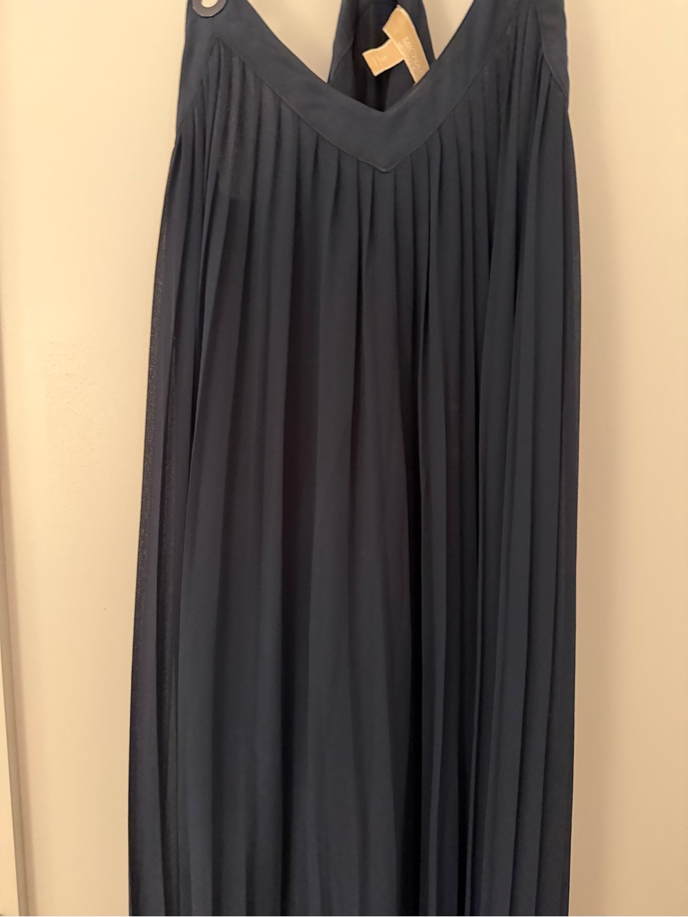Michael Kors Deep Navy Pleated Maxi Dress with Crossed Back Straps - Picture 5 of 7